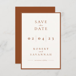 Orange-Minimalistisch-Save the Date-Karte gebrannt Save The Date