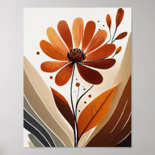 Orange-minimalistische Blume Poster