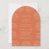 Orange Minimalistische botanische Hochzeitseinladu Einladung (Vorderseite)