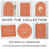 Orange Minimalistische botanische Hochzeitseinladu Einladung