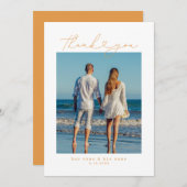 Orange | Minimalistische einfache Script-Herz-Hoch Dankeskarte (Vorne/Hinten)