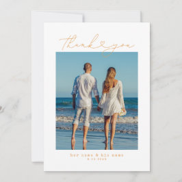 Orange | Minimalistische einfache Script-Herz-Hoch Dankeskarte