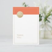 Orange minimalistische moderne Hochzeit danke (Stehend Vorderseite)