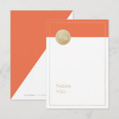 Orange minimalistische moderne Hochzeit danke (Vorne/Hinten)