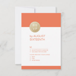 Orange minimalistische moderne Hochzeit RSVP Karte