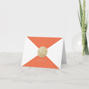 Orange minimalistische moderne Hochzeits-Dankeschö Dankeskarte