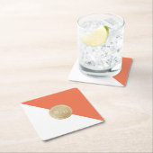 Orange-minimalistische moderne Hochzeitsmonogramm Rechteckiger Pappuntersetzer (Vor Ort)