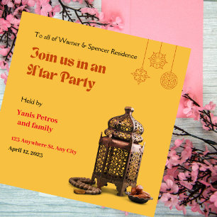 Orange-minimalistische Ramadan-Iftar-Einladung Einladung