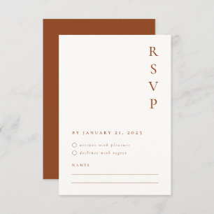 Orange Minimalistische RSVP-Karte Burnt Orange RSVP Karte