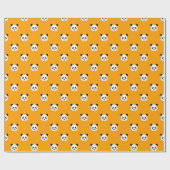 Orange - Minimalistisches Panda Muster Geschenkpapier (Flach)
