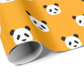 Orange - Minimalistisches Panda Muster Geschenkpapier (Rolleneckpunkt)