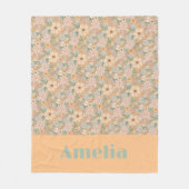 Orange mint grüne Blumenmuster Name Fleecedecke (Vorderseite)