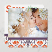 Orange Mint Lila Foto Modernes Save the Date (Vorne/Hinten)
