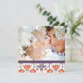 Orange Mint Lila Foto Modernes Save the Date (Stehend Vorderseite)