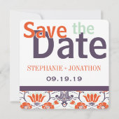 Orange Mint Lila Foto Modernes Save the Date (Rückseite)