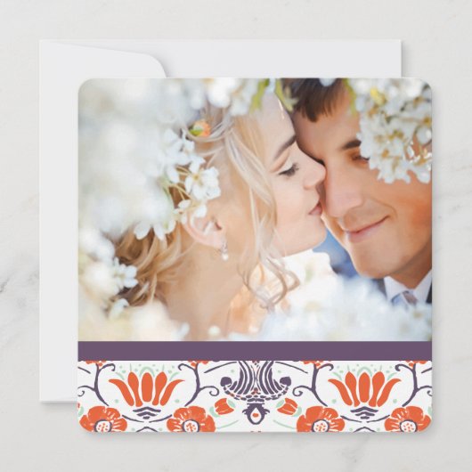 Orange Mint Lila Foto Modernes Save the Date (Vorderseite)