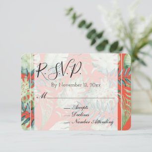 Orange Mint Tropical Green Blätter Wedding RSVP Begleitkarte