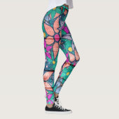 Orange Minze Pink Floral Leggings (Rechts)