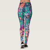 Orange Minze Pink Floral Leggings (Rückseite)