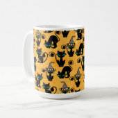 ORANGE MIT ADORABLE HALLOWEEN SCHWARZKATZEN KAFFEETASSE (Vorderseite Links)