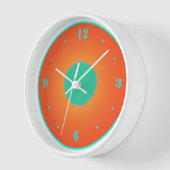Orange mit Aqua Green auf weißer Hintergrunduhr Uhr (Winkel)