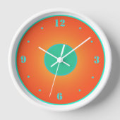 Orange mit Aqua Green auf weißer Hintergrunduhr Uhr (Vorderseite)