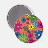 Orange mit farbenfrohen Blume Magnet (Vorderseite/Rückseite)