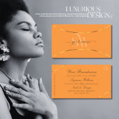 Orange mit goldfarbenen Grenzen und Monogramm mode Visitenkarte