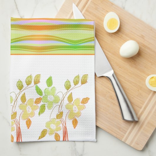 orange mit grün und weiß geschirrtuch (Viertel Falte)