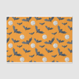 ORANGE MIT HALLOWEEN SCHWARZBÄTTEN UND VOLLEN MOND SEIDENPAPIER