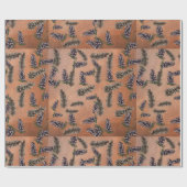 Orange mit Kiefernzapfen Geschenkpapier (Flach)