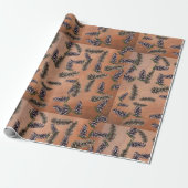 Orange mit Kiefernzapfen Geschenkpapier (Ungerollt)