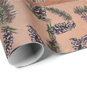 Orange mit Kiefernzapfen Geschenkpapier (Rolleneckpunkt)