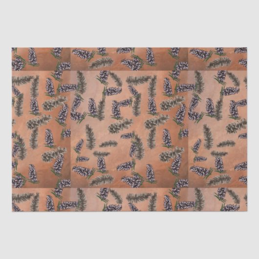 Orange mit Kiefernzapfen Seidenpapier (Vorderseite)