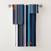 Orange Mit Monogramm Blue Streifen Badhandtuch Set (Insitu)