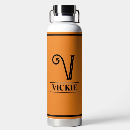 Orange Mit Monogramm Trinkflasche (Rückseite)