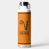 Orange Mit Monogramm Trinkflasche (Vorderseite)