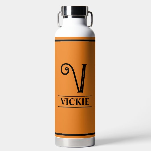 Orange Mit Monogramm Trinkflasche (Vorderseite)