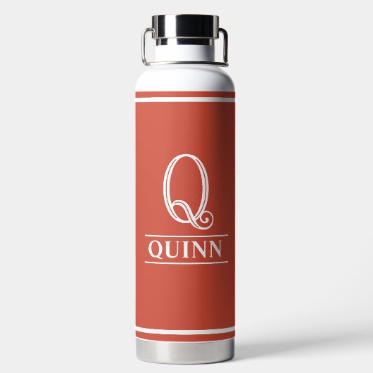 Orange Mit Monogramm Trinkflasche (Rückseite)