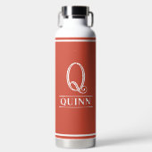 Orange Mit Monogramm Trinkflasche (Vorderseite)
