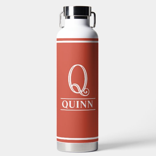 Orange Mit Monogramm Trinkflasche (Vorderseite)