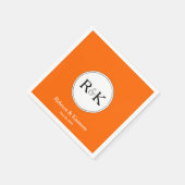Orange Mit Monogramm Wedding Serviette (Ecke)