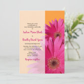 Orange mit Pink Gerbera Daisy Wedding Einladung (Stehend Vorderseite)