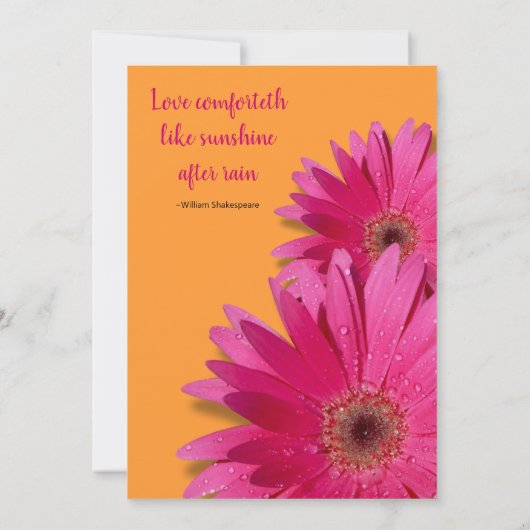 Orange mit Pink Gerbera Daisy Wedding Einladung (Rückseite)