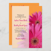 Orange mit Pink Gerbera Daisy Wedding Einladung (Vorne/Hinten)