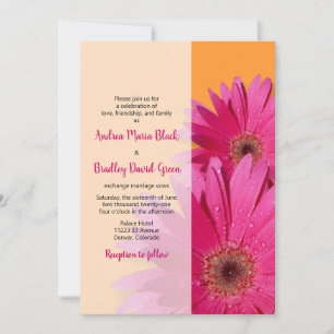 Orange mit Pink Gerbera Daisy Wedding Einladung