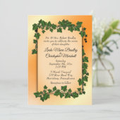Orange mit Reben Hochzeit im Herbst Einladung (Stehend Vorderseite)