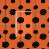 Orange mit schwarzem Pom Poms Chef-Muster Stoff (Kachel)