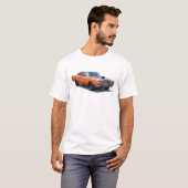 Orange mit schwarzem Streifen PlymouthRoadrunner. T-Shirt (Vorne ganz)