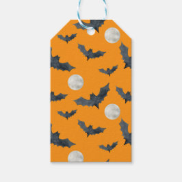 ORANGE MIT SCHWARZEN HALLOWEEN BATS & MOONS GESCHENKANHÄNGER